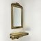 Vintage Gold Plated Wooden Mirror with Wall Console Belgium, 1960s, Set of 2, Image 1