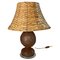 Glass and Rattan Table Lamp in Brown, England, 1970 2