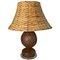 Glass and Rattan Table Lamp in Brown, England, 1970, Image 1
