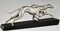 Plagnet, Art Deco Sculpture of Greyhounds, 1930, Metal & Marble 7