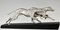 Plagnet, Art Deco Sculpture of Greyhounds, 1930, Metal & Marble 10