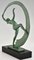 Janle for Max Le Verrier, Art Deco Bacchanale Nude Dancer with Scarf, 1930, Metal & Marble, Image 6