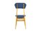Italienischer Mid-Century Stuhl aus Holz & Blauem Stoff, 1950er 4
