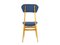 Mid-Century Italian Wooden & Blue Fabric Chair, 1950s, Image 4