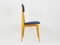 Italienischer Mid-Century Stuhl aus Holz & Blauem Stoff, 1950er 9