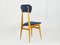 Italienischer Mid-Century Stuhl aus Holz & Blauem Stoff, 1950er 3