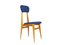 Mid-Century Italian Wooden & Blue Fabric Chair, 1950s 1