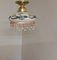 Small Vintage Ceiling Lamp with Decorated Brass Mounting with Patterned Glass Screen with Glass Hanging, 1990s 1