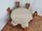 Travertine Circular Table with Wooden Chairs, Set of 7 3