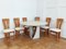 Tavolo rotondo in travertino con sedie in legno, set di 7, Immagine 1