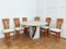 Travertine Circular Table with Wooden Chairs, Set of 7 1