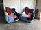 Fauteuils Mid-Century en Tissu Multicolore avec Pieds Peints en Noir, Set de 2 7