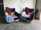 Mid-Century Armchairs in Multicoloured Fabric with Black Painted Legs, Set of 2, Image 7
