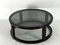 Large Vintage Italian Round Coffee Table in Wood and Fume Glass. 1970s, Image 1