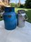 Blue and Aluminum Milk Cans, 1950s, Set of 2 1