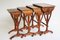 Tables Gigognes Art Nouveau en Noyer par Emile Galle Thistle, 1905, Set de 4 1