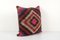 Square Geometric Organic Handmade Red Wool Kilim Cushion, Image 3