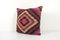 Square Geometric Organic Handmade Red Wool Kilim Cushion, Image 2