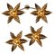 Willy Daro Style Brass Flowers Wall Lights, 1970, Set of 3, Image 2