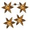 Willy Daro Style Brass Flowers Wall Lights, 1970, Set of 3 1