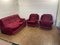 Vintage Sofa and Chairs in Red, Set of 3 2