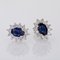 Modern 18 Karat White Gold Daisy Stud Earrings with Sapphire and Diamonds, Set of 2, Image 9