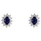 Modern 18 Karat White Gold Daisy Stud Earrings with Sapphire and Diamonds, Set of 2 1