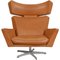 Fauteuil Ox en Cuir Cognac par Arne Jacobsen 1