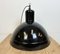 Lámpara colgante industrial de fábrica esmaltada en negro, años 50, Imagen 9