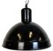 Lámpara colgante industrial de fábrica esmaltada en negro, años 50, Imagen 1