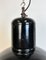 Lámpara colgante industrial de fábrica esmaltada en negro, años 50, Imagen 3