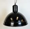 Lámpara colgante industrial de fábrica esmaltada en negro, años 50, Imagen 8