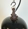 Lámpara colgante industrial de fábrica esmaltada en negro, años 50, Imagen 5