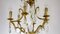 French Brass Crystal Chandelier, 1940s 3