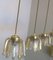 Brass & Frosted Amber Glass Pendant Lights from Doria Leuchten, 1960s, Set of 5 7