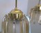 Lámparas colgantes de latón y vidrio ámbar escarchado de Doria Leuchten, años 60. Juego de 5, Imagen 4
