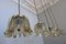 Lámparas colgantes de latón y vidrio ámbar escarchado de Doria Leuchten, años 60. Juego de 5, Imagen 9