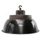 Lámpara colgante de fábrica vintage de hierro fundido y esmalte negro, Imagen 1