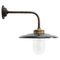 Vintage Industrial Brass and Glass Wall Light in Black Enamel 1