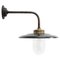 Vintage Industrial Brass and Glass Wall Light in Black Enamel, Image 1