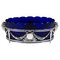 Art Nouveau Silver Centerpiece with Rams Heads and Blue Glass Insert, 1900s 1