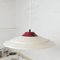 Vintage White and Maroon Shallow Pendant Lamp, 1960s, Image 3