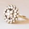 Vintage 18k Yellow Gold Flower Ring with Brilliant Cut Diamonds, 1970s 1