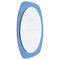 Mid-Century Cristal Art Oval Wall Mirror with Blue Glass Frame, Italy, 1960s 1