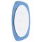 Mid-Century Cristal Art Oval Wall Mirror with Blue Glass Frame, Italy, 1960s, Image 1