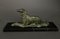 Art Deco Greyhound Statue in Bronze on Black Marble Carrier, Image 1