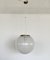 Italian Murano Glass & Brass Globe Ceiling Light with White Stripe Design from Venini, 1970s 1