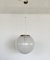 Lámpara de techo italiana con forma de esfera de cristal de Murano y latón con rayas blancas de Venini, años 70, Imagen 1
