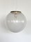 Italian Murano Glass & Brass Globe Ceiling Light with White Stripe Design from Venini, 1970s 7