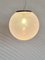 Italian Murano Glass & Brass Globe Ceiling Light with White Stripe Design from Venini, 1970s 8